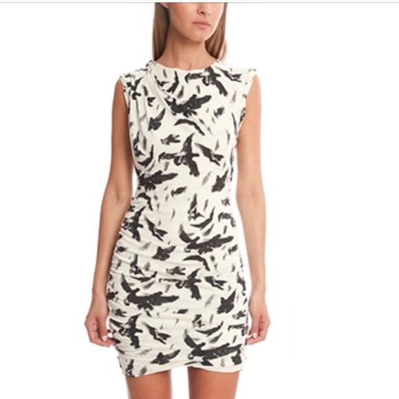 Pam & Gela Dresses & Skirts - Pam & Gela Nwts ruched bird print dress large
